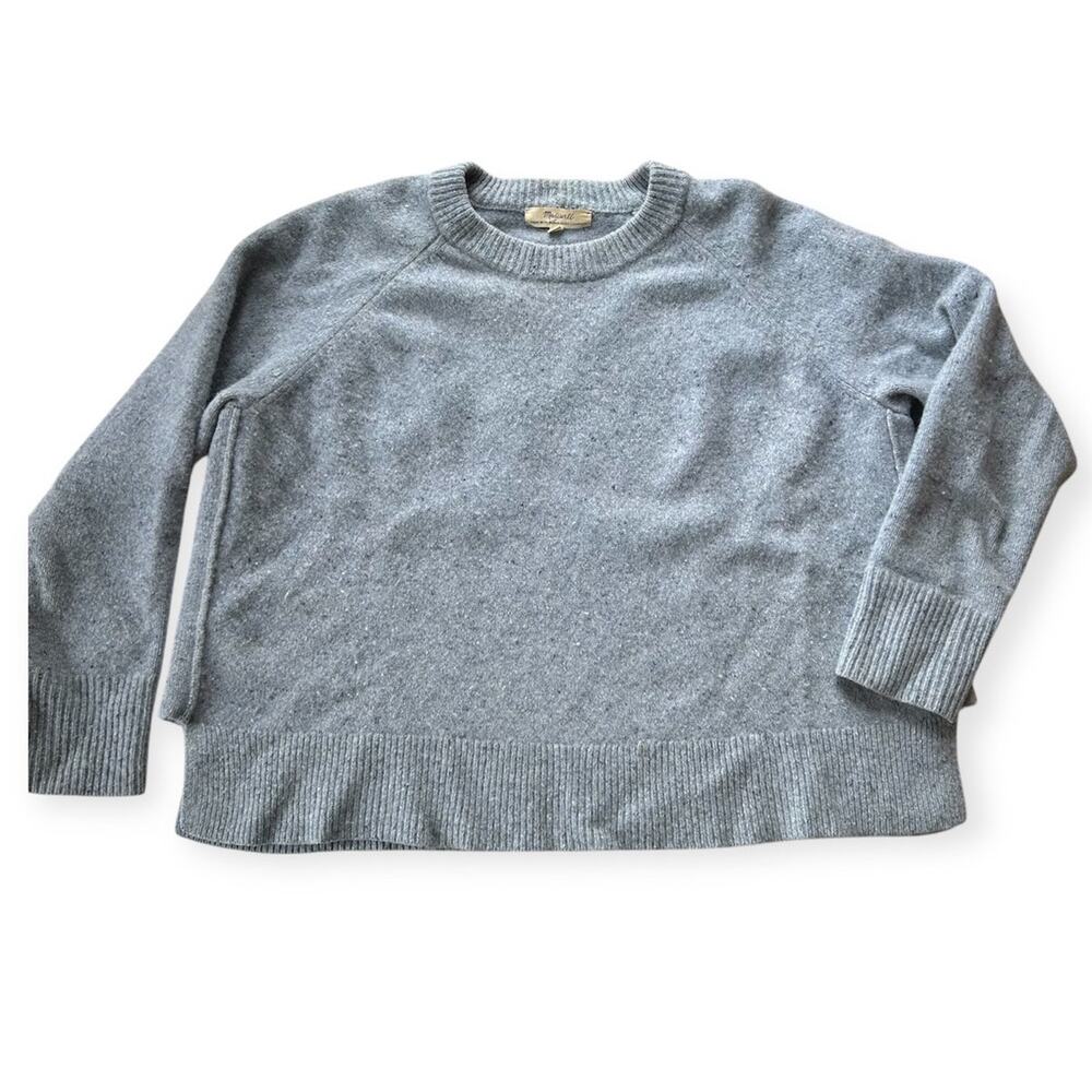 Madewell Women (Re)Sourced Cashmere Wool Blend Pullover Sweater Size S Blue Gray